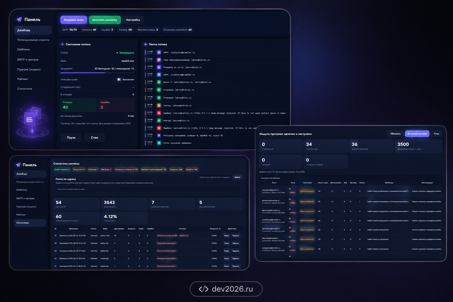 Автоматизация B2B-рассылок — экран платформы